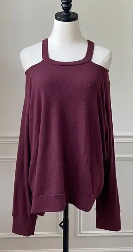 LNA Burgundy Cold Shoulder Super Soft Shirt 2X