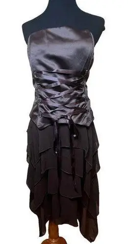 Jessica McClintock VTG Sarah McClintock Brown Corset Prom Dress Y2K 14 Fairycore Dark Grunge Gothic