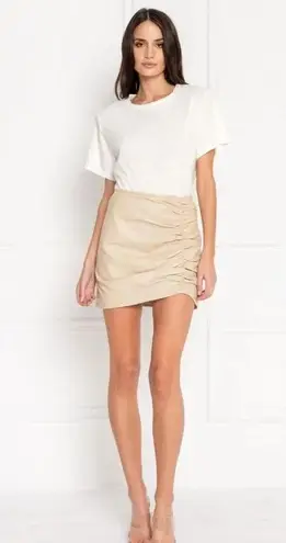 LAMARQUE x REVOLVE Aricia Leather Skirt in Beige 4 New Mini Tan