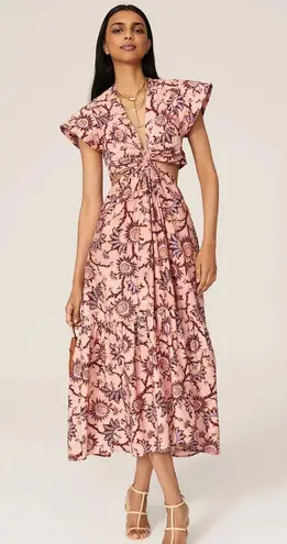ALC Frank A.L.C. Alexandria Cutout Waist Maxi Dress in Pink Floral Print Size 14