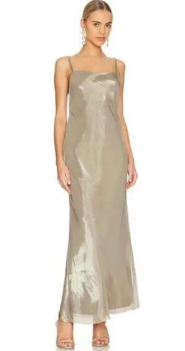 Bec & Bridge Fleur Maxi Dress Iridescent Silver Size 8 US NWT