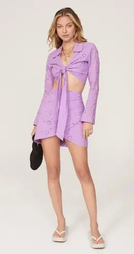 ASHLEY PARKER x RTR Women's Purple 100% Cotton Eyelet Wrap Mini Skirt Size 2
