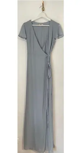 Show Me Your Mumu  Noelle Flutter Wrap Dress in Steel Blue Size Small