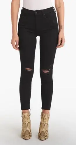 MOTHER Denim The Looker Ankle Fray Skinny Jeans in Guilty As Sin Black