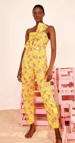 Farm Rio NEW Banana Sunshine Bow Top Jumpsuit In Multi