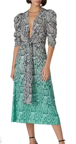AFRM Ellis Ombre Snakeskin Print Wrap Maxi Dress XS Extra Small Party Cocktail Tan