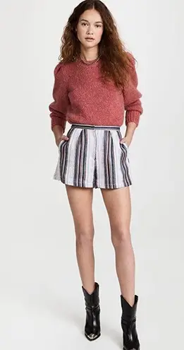 IRO Tolie Pleat Front Short Stripe High-Waist Shorts