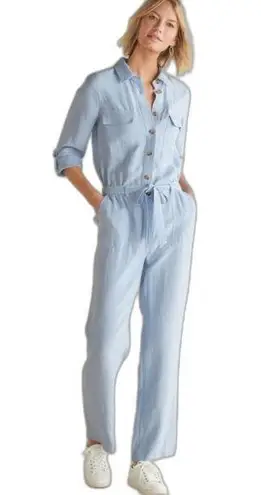 Soft Surroundings ladies Kerry jumpsuit linin blend button up cute soft size 10