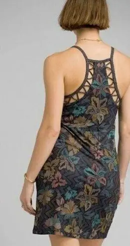prAna New Womens NWT S Bra Tank Dress Ardor Black Logo Cutout Design Tank Floral