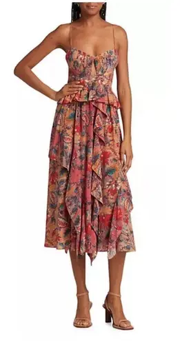 Ulla Johnson ππ Renata Floral Ruffle Silk Dress ~ Coral Bloom Print 4 NWT