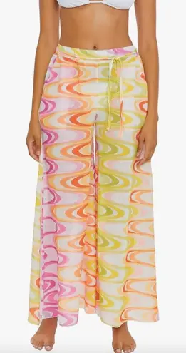 Becca New! Whirlpool Chiffon Cover-Up Pants Metallic Pink Beach Vacation