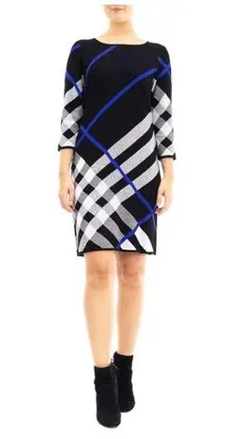 Nina Leonard Women's  Oversized Plaid Pull-On-Style Sweater Dress NWT (D017)