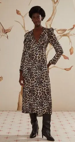 Farm Rio Cream Natural Skin Lenzing™ Ecovero™ Viscose Midi Dress, Small, $230