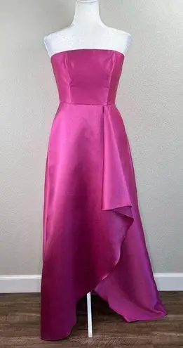 Alfred Sung  Tea Rose Pink Strapless High Low Satin Twill Formal Gown Size 6 NWT