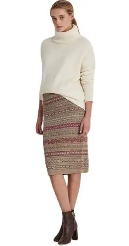 Ralph Lauren LAUREN  Fair Isle Linen Blend Pencil Skirt size XL Women Multi $185