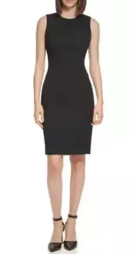 Calvin Klein black Midi dress Classy Side Zippers detail silver hardware women 6