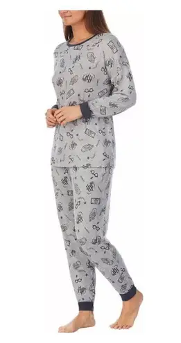 Harry Potter The Wizarding World Of Gray Icon Print Pajama Set Sz.XL