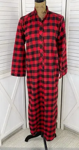 Woolrich Vintage Buffalo Check Flannel Nightshirt Red Black Small Maxi