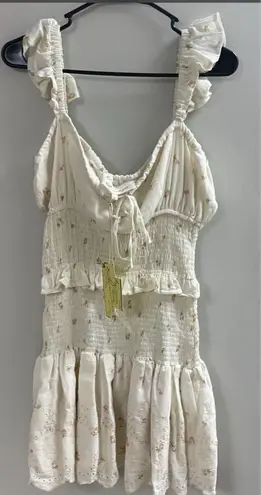 Vintage Havana Eyelit Smocked Ruffle Dress Floral Mini Juniors Medium NWT New