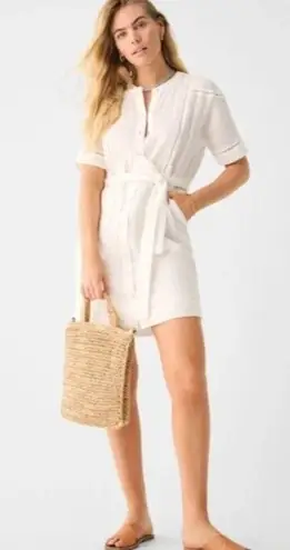 Faherty Prado Linen Dress In White Size XS