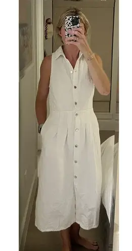 DL1961 White Denim Daphne Silver Button Sleeveless Midi Dress Size Small