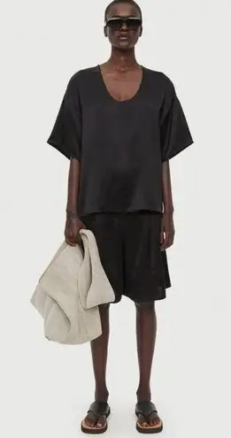By Malene Birger Blouse Pilavis Satin Top Black Women EU 38 US 8 Boxy NEW $350 Size M