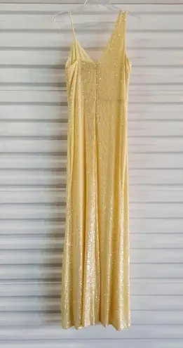 XScape Women's Dress Size 6 Yellow Sequin Sleeveless Formal Evening Gown
