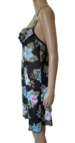 Petra Fashions Vintage 90s Tropical Boho Floral Cowl Neck Lingerie Slip Dress