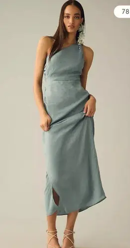 Favorite Daughter The Singles Table Asymmetric One Shoulder Dress Slate Blue 18