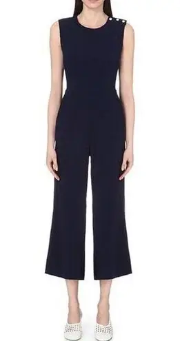 Sandro Paris Parigo Marine Navy Blue Stretch Crepe Jumpsuit | Small