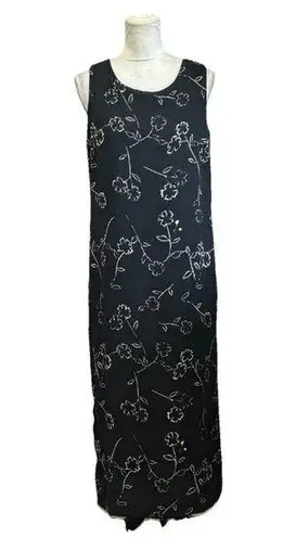 Jennifer Moore Vintage Maxi Long Dress Floral Print Sleeveless Sz 6 Side Slit