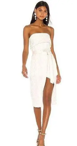 Alexis Isotta cream Floral Brocade Strapless Wrap Tie bride Dress small