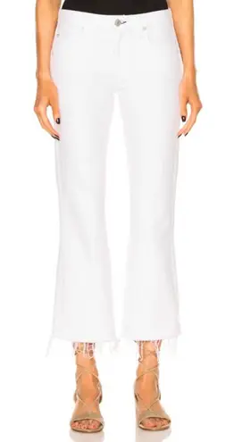 AMO Anthropologie $240 Jane Kick Crop Flare Jeans Sea Salt White 26 Raw Hem