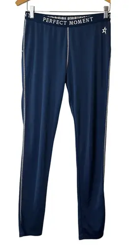 Perfect Moment Navy Polartec Wool Ski Leggings Size Large Blue