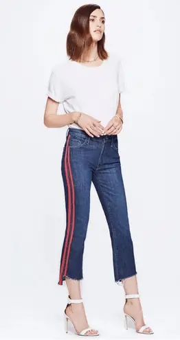 EUC Mother Women's Jeans with Red Stripe. Size 24 “the looker ankle fray” style Blue