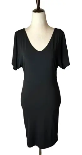 Velvet Graham And Spencer Black Jersey Knit Short Split Sleeve Mini Dress XS