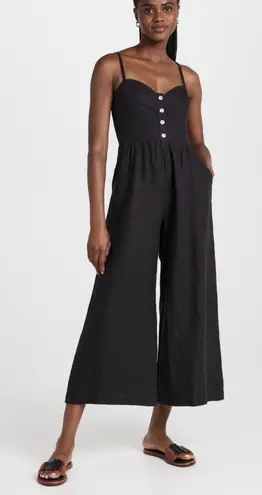 Madewell ‎ 100% Linen Black Button Front Wide Leg Jumpsuit Women's 2 - Image 1
