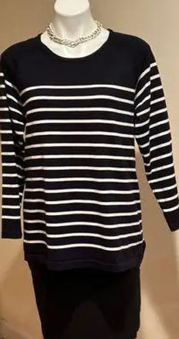 Grace Black & White Stripes Long Sleeves Perfect Fit Sweater SZ M In Good Cond Size M