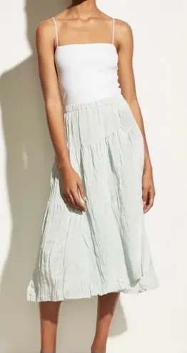 Vince  Women's Tiered Asymmetric Skirt Crinkle Mint Size XS Midi Blue