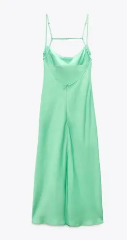 ZARA NWT  MINT GREEN SATIN EFFECT MIDI CUT OUT DRESS VIRAL TIKTOK