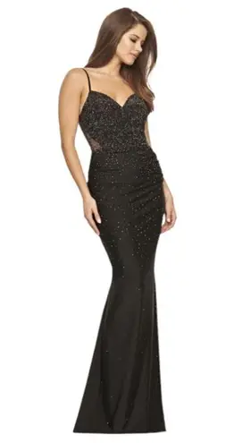 Faviana $478 NWT Women's Formal Evening Gown Size 6 Black Beaded Dress Prom