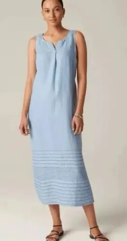 Pure J.Jill Blue Sleeveless Kantha Quilt Stitched Linen Long Dress Large Tall
