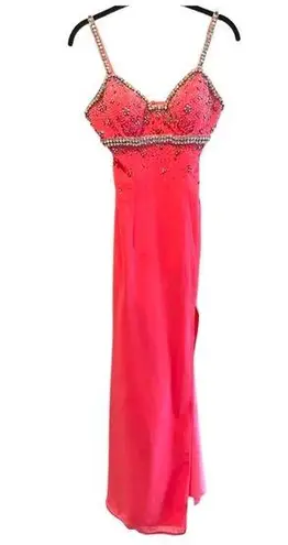 Wow Couture WOW! Pink Beaded Pageant Prom Dress Gown Sleeveless Size 2