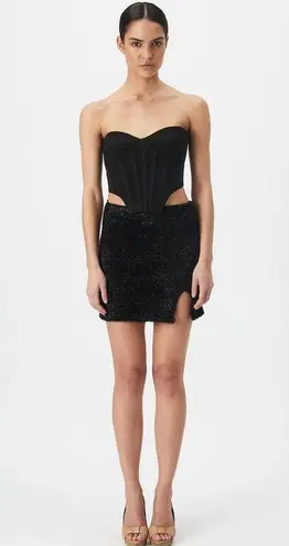 Bardot Lurex Mini Skirt in Black, Size XS New w/Tag