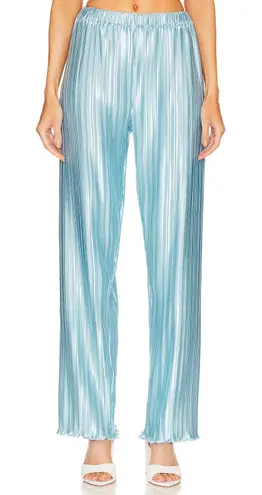 L’IDÉE NWT Le Salon Pant Summer Blue Pleated Satin Pants Size 8