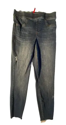 Spanx  Womens Jeans Leggings Medium Distressed Denim‎ Mid Rise Fray Hem Pull On - Image 1
