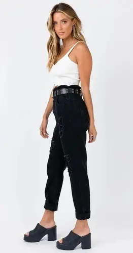 Princess Polly NWT Open Road Paper Bag Jeans Black Size 10