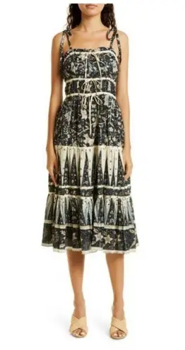 Ulla Johnson Ulla Johnson Indah Printed Midi Dress Size 10 Bohemian Tie Front Tie Shoulders