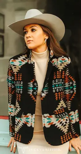 *RARE* Vintage Wool Aztec Blazer Jacket Red Size L