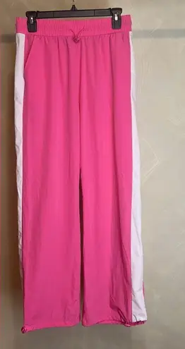 OTOS Activewear Womens Barbie Pink stripe Nylon W/Drawstring Ankle pants|Size:L Size L